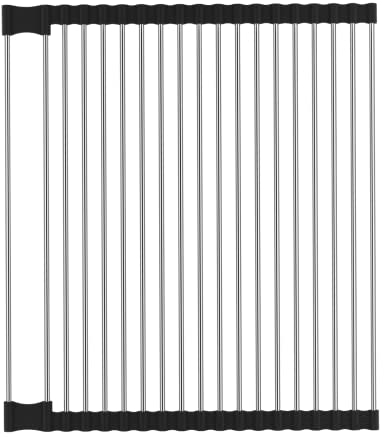 Rainsworth Scolapiatti, Scolapiatti da Appoggio per Lavello, Resistente al Calore，Scolapiatti Pieghevoli e Salvaspazio, per Essiccare Frutta, Verdura e Piatti, 44x38 cm, Nero (Nuovo)