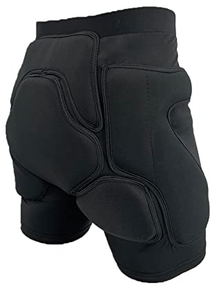 Padded Shorts for Men, Protective Shorts for Ski, Snowboard, Hip Protector for Skateboarding, Ice Skate, Roller Skate (Black M)