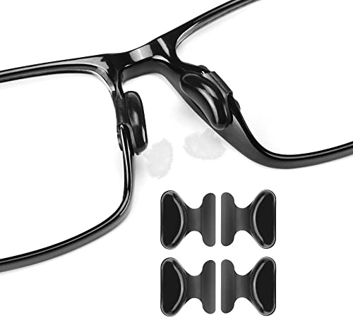 New Air Bag Nosepads,Butterfly Shape,12 Pairs Adhesive Eyeglass Nose Pads Comfortable Air Chamber Nose Pads Anti-Slip Nose Pads for Eyeglasses Sunglasses Spectacles (Black 1.8mm)