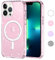 Yoedge Transparente Funda Glitter Magnética para Apple iPhone 13 Pro 6,1, Compatible con MagSafe Brillante Rosa Carcasa con Círculo Magnético Incorporado, TPU +PC Cover Case pour iPhone13 Pro