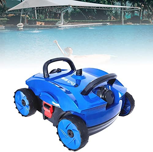 KAWAAI Automatic Pool Cleaner Robot, Intelligent Pool Bottom Cleaning Robot, Pool Vacuum Cleaner with 15m Cables, Automatic Docking, for All Above/half Above Ground Pools Up To 220㎡ blue