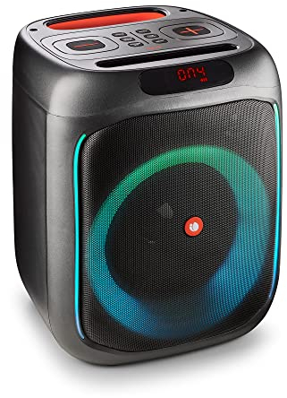 NGS WILD SWAG - Altoparlante Potente, Altoparlante Portatile Compatibile con la Tecnologia Bluetooth 5.0, True Wireless Stereo, Luci e Display a LED, USB, TF Audio e Aux-in, 24x23x30 cm, 80 W, Nero