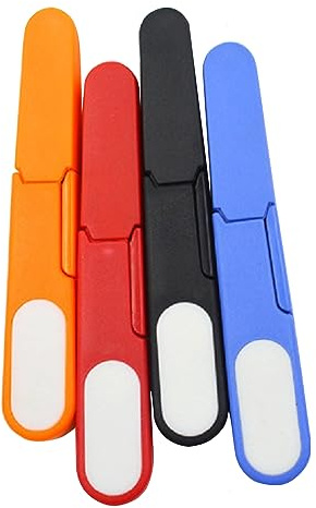 Sewing Scissors Clippers, 4 Pcs U Shape Embroidery Cross-Stitch Craft Thread Cutter with Safety Cover, Multi-Purpose Snip Scissors for DIY Handmade (Random Color)