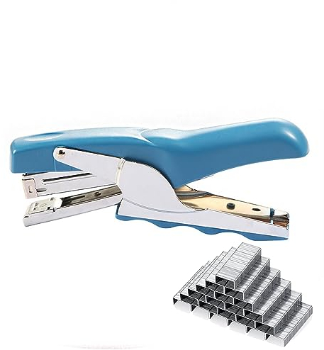 Heftzange mit 1000 Stück Heftklammern, Müheloses Heften Handheftgerät aus Metall, 25 Blatt Heftleistung für Büro Zuhause Schule Schreibtisch - Blau