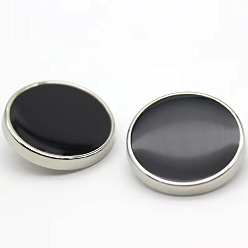 10 PZ Bottoni di Metallo Trench Coat Suit Buttons Artigianato Pulsante Decorativo Pulsante per Cucire DIY (argento+nero, 20mm)