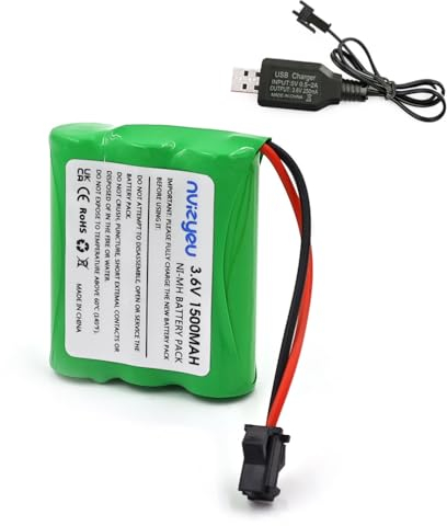 nvizyeu Batteria ricaricabile da 3,6 V, batterie AA ricaricabili, 1500 mAh, spina SMA 2P, adatta per giocattoli elettrici e strumenti, dotato di cavo di ricarica USB