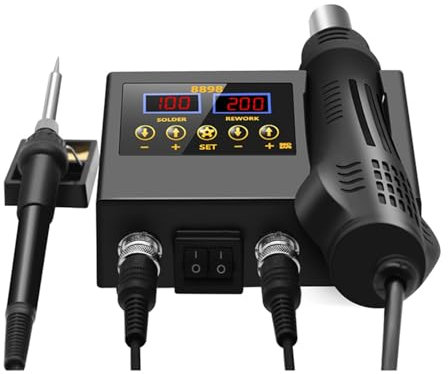 Kit stazione saldante con display digitale Stazione Di Saldatura Stazione Di Saldatura Con Display Digitale LCD For Saldatore Ad Aria Calda 2 In 1 For La Riparazione Riscaldamento rapido e temperatura