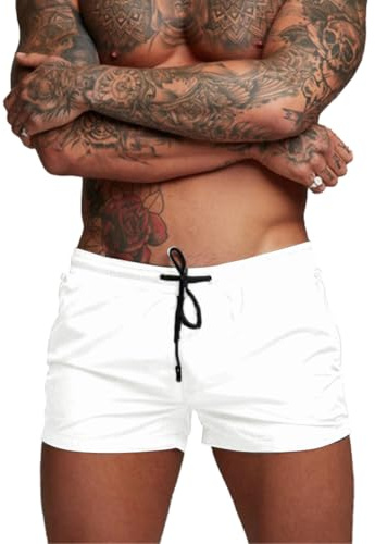Donason Bañador Hombre Secado Rápido Bañadores de Natación Pantalones Cortos de Baño para Hombres Shorts Deportivos para Correr con Forro de Malla y Bolsillos