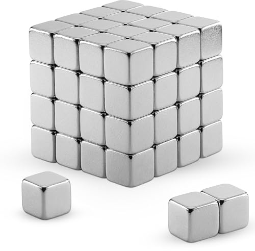 Poppstar 68 minimagneter, kvadratiska (5x5x5mm, vidhäftningskraft upp till 0,8 kg), silver