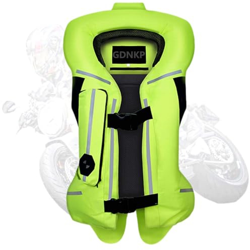GDNKP Chaleco Airbag Moto,Chalecos Reflectantes Hipica Moto Homologado Reutilizable Chaqueta Hombres Mujer Con Protecciones,Verde,XXL