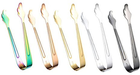 KICHOUSE 5 Pezzi Ferma Zucchero in Acciaio Inox Piccole Pinze Per Il Ghiaccio Pinze Per Ghiaccio Per Congelatore Pinza Pinze Per Cubetti Di Ghiaccio Acciaio Inossidabile
