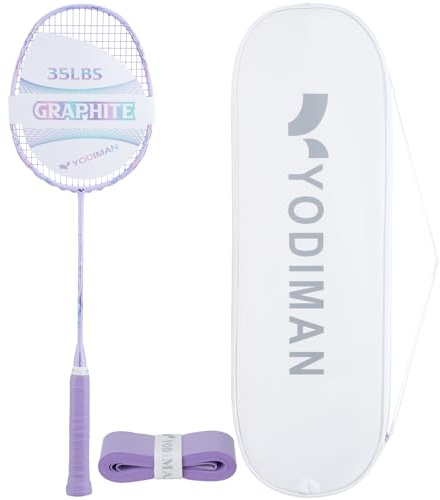 YODIMAN Racchetta da Badminton Professionale - Carbonio Grafite & Fibra di Carbonio,Racchetta Singolo Ultra Leggero per Massime Prestazioni