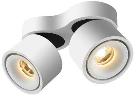 Foco de Techo LED de 2 vías con riel Ajustable, iluminación para galerías de Cuadros y Mini focos de Acento, lámparas de riel fijas con rotación de 360° + 90°.