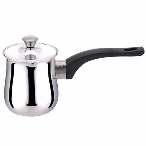 Ngbbby Turkish Coffee Pot 180ml Stainless Steel Coffee Pot with Anti-Scalding Handle Easy to Use Arabic with Lid for Milk, Chocolate, Butter, Cheese and, Stainless Steel