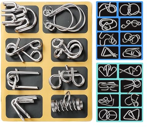Knobelspiele Metall Für Erwachsene 24 Stück Geduldsspiel Für Kinder Geschicklichkeitsspiele Puzzle 3D Brainteaser Metalldraht Puzzle Set Intelligenz Partyspiele Für Familien Töchter Söhne Schüler