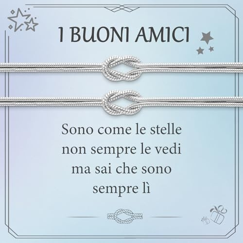 J.Fée 2PCS Bracciale Amicizia Maestra Bracciali Donna Bracciali Coppia Argento 925, Nodo Bracciale Donna Oro Jewellery, Fidanzato Regalo Maestre Fine Anno Mamma Regalo Migliore Amica. Argento*2