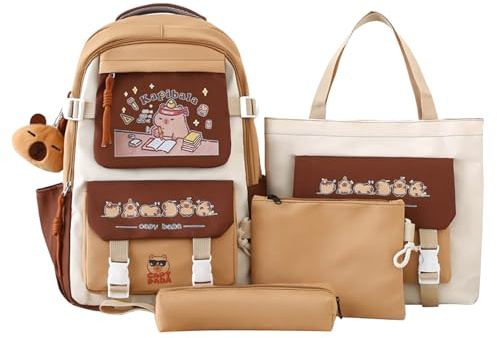 Genérico Mochila Capibara | Estuche de Lápices para Mochila Lindo de Gran Capacidad | Set de Escolar con Diseño de Cómic - para Niños Niñas Estudiantes Hogar Viaje Exterior Acampada Cumpleaños