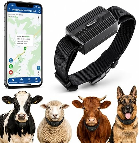 Localizador GPS para Ganado y Perros Grandes, Rastreador GPS Inteligente Sin Suscripción, Valla Electrónica, Resistente al Agua y Batería de Larga Duración