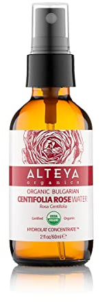 Alteya Organic Centifolia Rose Water Spray 60ml Glass Bottle- 100% USDA Certified Organic Authentic Pure Rosa Centifolia Flower Water Steam-Distilled and Sold Directly by The Grower Alteya Organics
