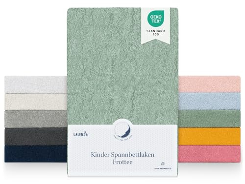 Laleni Frottee Spannbettlaken 40x90cm - Oeko-TEX Zertifiziertes Bettlaken- Faltenfreie Spannbetttücher für Kinderbett - Babybett und Moses Körbchen Summer Green - Grün