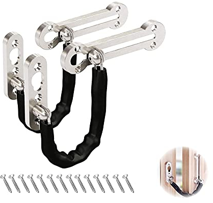 Chaînes à Verrouillage de Sécurité Porte Anti-vol de Verrou de Chaîne d'acier Inoxydable Chaîne de Garde de Loquet de Porte Chaîne de Porte Verrou de Sécurité pour Famille Hôtel Appartement 2 Pièces