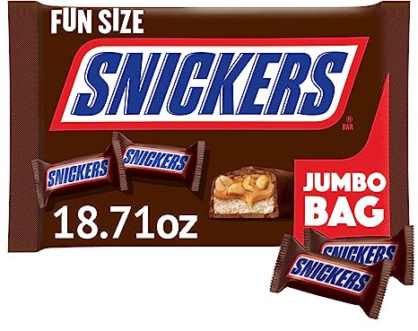 SNICKERS Fun Size Halloween Chocolate Candy Bars, 18.71 oz Jumbo Bulk Candy Bag
