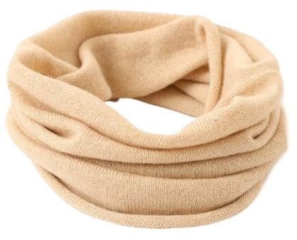 Prettystern scaldacollo tubolare sciarpa ad anello donna di 100% Cachemire Lana sciarpa tubolare Uomo collo di Cashmere Unisex beige