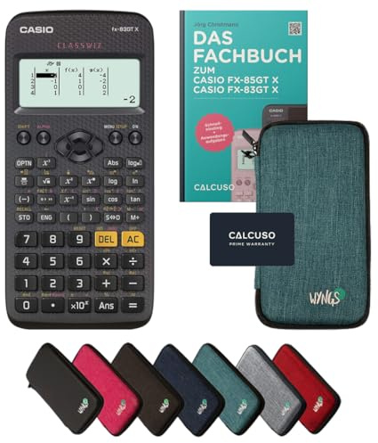 Casio fx-83GT X Incl. Funda Protectora Turquesa y Libro especializado (64 páginas, DIN A5) – Calculadora científica – Smart Set (Alemán)