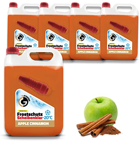 Scheibenfrostschutz mit Apple & Cinnamon Duft | Schlierenfreier und effektiver Scheibenreiniger für den Winter | Gebrauchsfertige frostschutzmittel scheibenwaschanlage | 4x5L = 20L