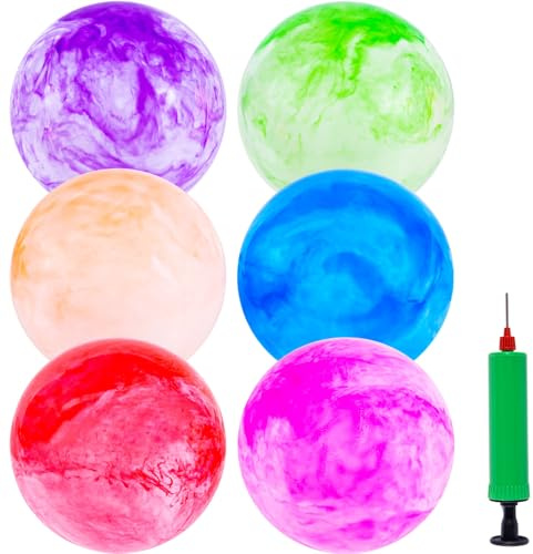 3 otters 6PCS Playground Balls, 8.5 Inche Inflatable Bouncy Balls with Pump, Kickball DodgeBalls, for Kids Indoor Outdoor Plays, Sports