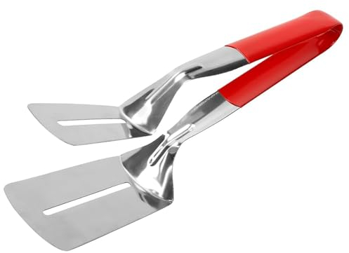 Taiyyi Pince à frire en acier inoxydable, fonction pelle pour steak, poisson, pépites de poulet, etc. et barbecue, pince à griller de cuisine, argenté, 26 cm x 6.7 cm, 1 pièce