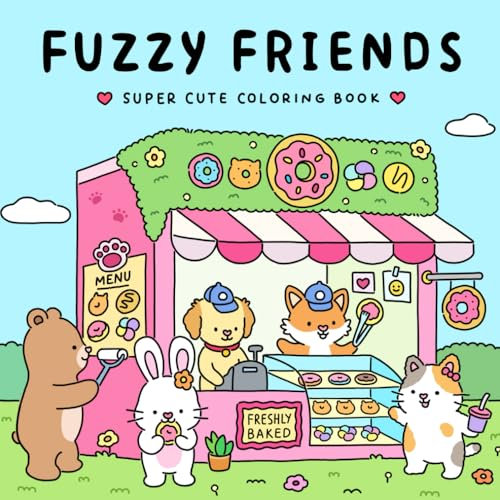Fuzzy Friends: Super Cute Coloring Book for Adults and Teens Featuring Adorable Animals Characters (Fuzzy Friends Coloring, Band 1)