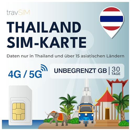 travSIM Thaïlande Carte SIM | Données Mobiles illimitées | Fonctionne sur Les appareils iOS et Android | Le Plan sur Cette Carte SIM pour la Thaïlande est valable 30 Jours.