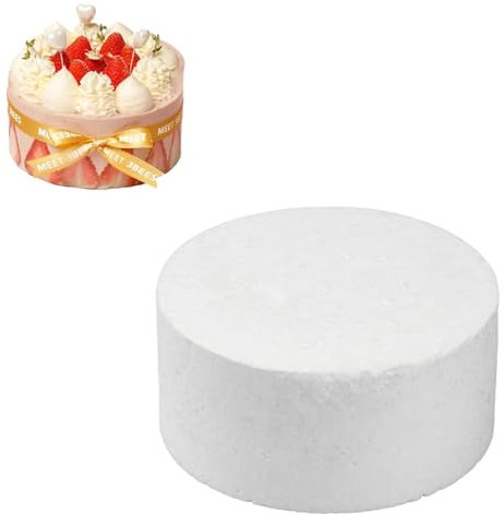 Base per Torta in Schiuma Rotonda, Modello di Torta Finta in Schiuma, Torta in Polistirolo, Dummy Torte, Decorazione per Torta Fittizia, Diametro 10/15 cm Altezza 7 cm per Torta Mestieri (6 pollici)