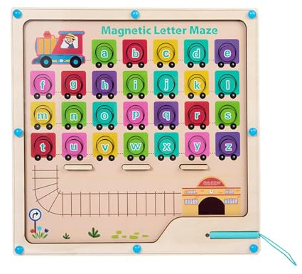 Ruwshuuk Labirinto magnetico | Tavola di labirinto in legno Lettera Puzzle Alphabet Board | Giocattoli di selezione magnetica dei colori, giocattoli educativi per il riconoscimento del colore