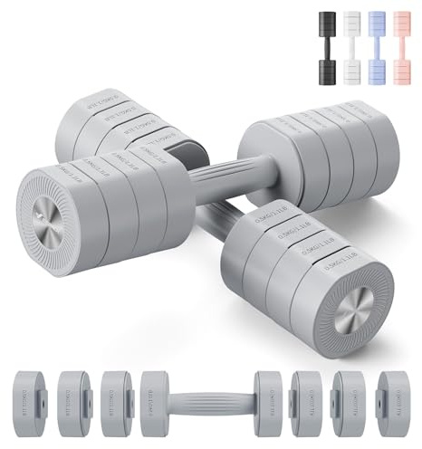 Merach Manubri Regolabili,Set di 2 Manubri Palestra Casa,Pesi Palestra Casa 4 in 1,1-4KG Manubri Palestra Regolabili,Dumbbells per Allenamento della Forza,Fitness per Uomini/Donne,Regalo,Grigio