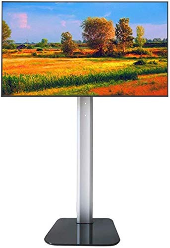 Support TV universel portable inclinable et réglable pour téléviseurs plats et incurvés de 37 à 60 pouces, base en verre trempé, support de table TV robuste pour la maison et le bureau