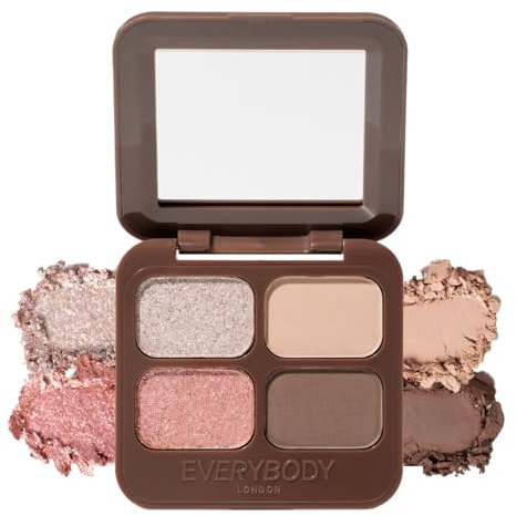 EVERYBODY LONDON Palette 4 Colors Eyeshadow, 2 Shades Glossy, 2 Shades Matte, Built-in Mirror, Easy Blending, Long Lasting Formula, Vintage Rose