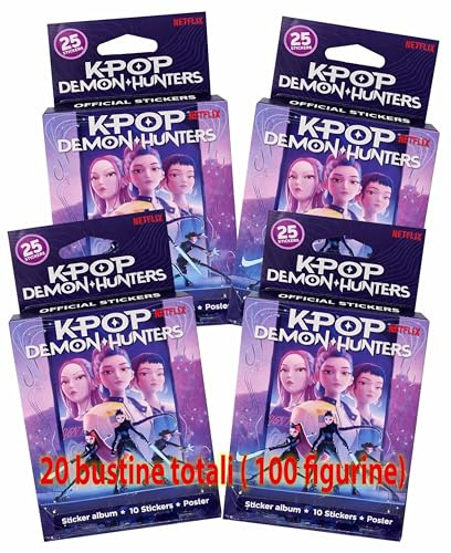 K-Pop Demon Hunters 4 Ecoblister da 5 Bustine (20 Bustine Totali) – Figurine Collezionabili per Album K-Pop Demon Hunters