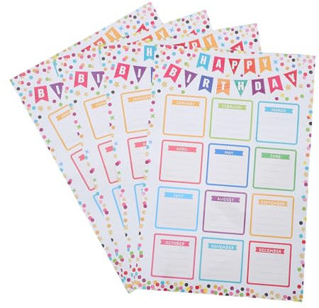 LIGHTAOTAO 4 Carteles de Feliz Cumpleaños para Aula, Póster de Calendario Reutilizable en Papel Resistente al Desgaste, Fácil de Colgar y Mover, Adecuado Decoración Escolar