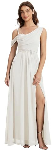 Ever-Pretty Women's One-Shoulder Chiffon Bridesmaid Dress Draped Bodice Maxi Dress with Side Split for Wedding Parties 02663