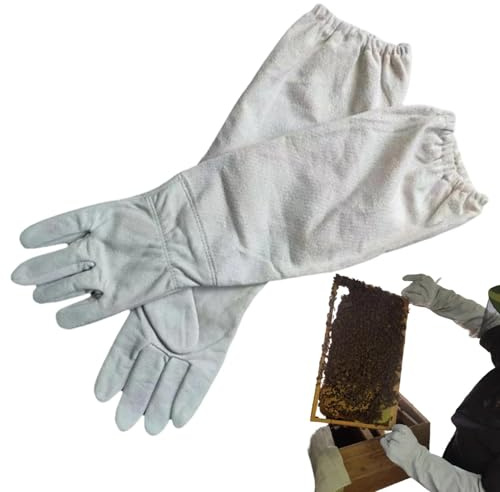 Biodlarhandskar | Långa Canvasärmar Med Elastiska Muddar Skyddsutrustning - Biodlarhandskar För Kvinnor Och Män | Till Trädgård, Biodlare, Trädgårdsmästare, Bikupsinspektion Och