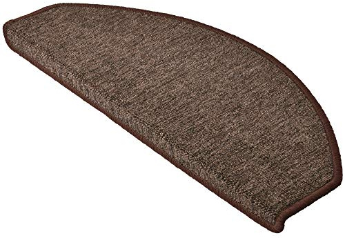 Beautissu XXL Treppenstufen Matten 65x28 cm – 15 Stück Gängige Treppen Stufenmatten Selbstklebend Innen Treppenmatten Stufenmatte Teppich Treppenteppich Stufenteppich Halbrund Braun – ProStair