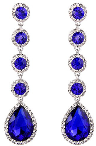 Clearine Pendientes para mujer elegante boda nupcial cristal redondo gota de lágrima candelabro pendientes llamativos tono plateado