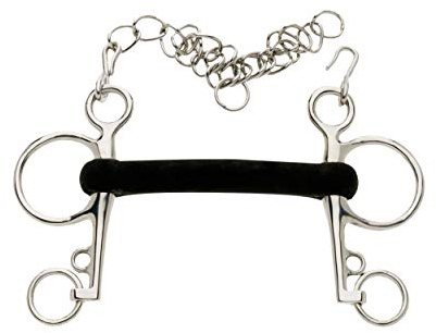 Lorina Hard Rubber Mullen Mouth Pelham Bit, Silver/Black, 6.5in