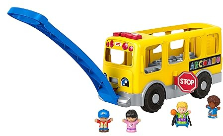 Fisher-Price Little People Toddler Learning Toy Big Yellow School Bus with Lights Sounds & Smart Stages, 4 Figures, Ages 1+ Years, GLT75
