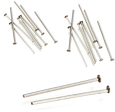 Perlin 300 Stück, Edelstahl Kettelstifte Set Nietstifte 50mm, 40mm, 30mm x 0,7mm Versilbert Kopfstifte Perlenstifte Silber Prismenstifte