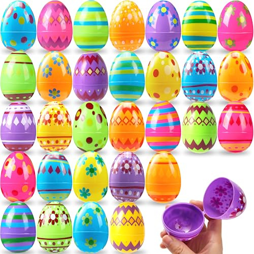 JOYIN 30 Huevos de Plástico Impresos Jumbo para Eventos de Caza de Huevos de Pascua, Cestas de Pascua, Bolsas de Regalo de Fiesta, Escena y Decoración, Premios de Fiestas Escolares