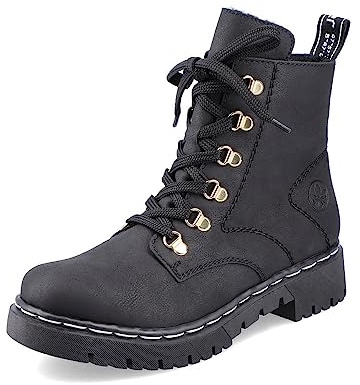 Rieker Damen Schnürstiefeletten Y2422, Frauen Stiefeletten,schnürboots,übergangsschuhe,Boots,Stiefel,Bootee,Booties,schwarz (00),40 EU / 6.5 UK