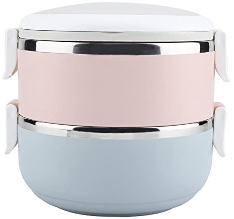 Fiambrera apilable con aislamiento térmico de acero inoxidable, fiambrera portátil Bento, contenedor de almacenamiento de alimentos para estudiantes, niños, adultos, mujeres y hombres (#2)